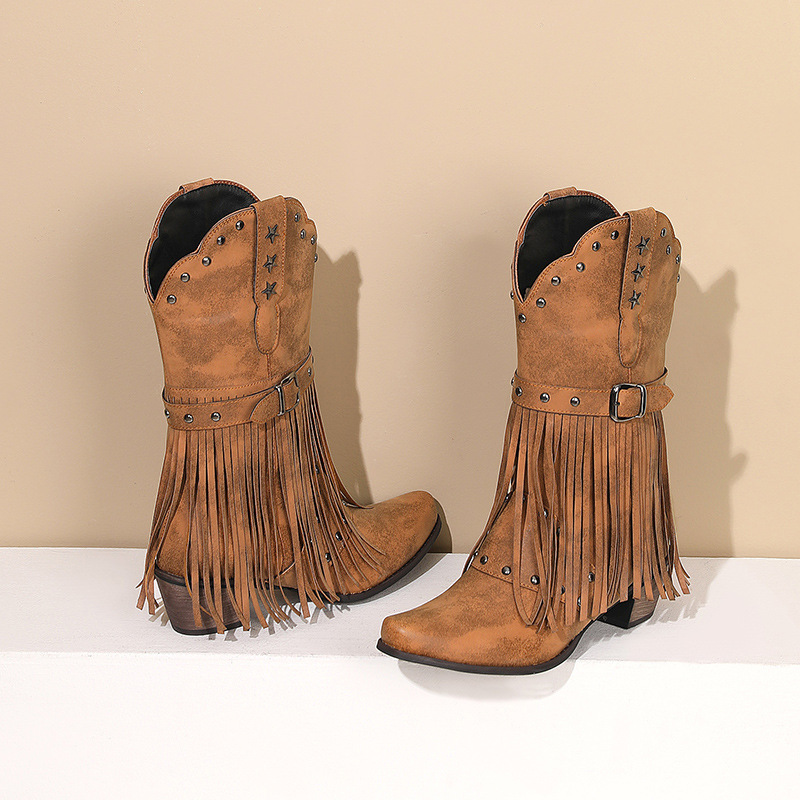Tasmota - Botas de vaquero del oeste étnicas